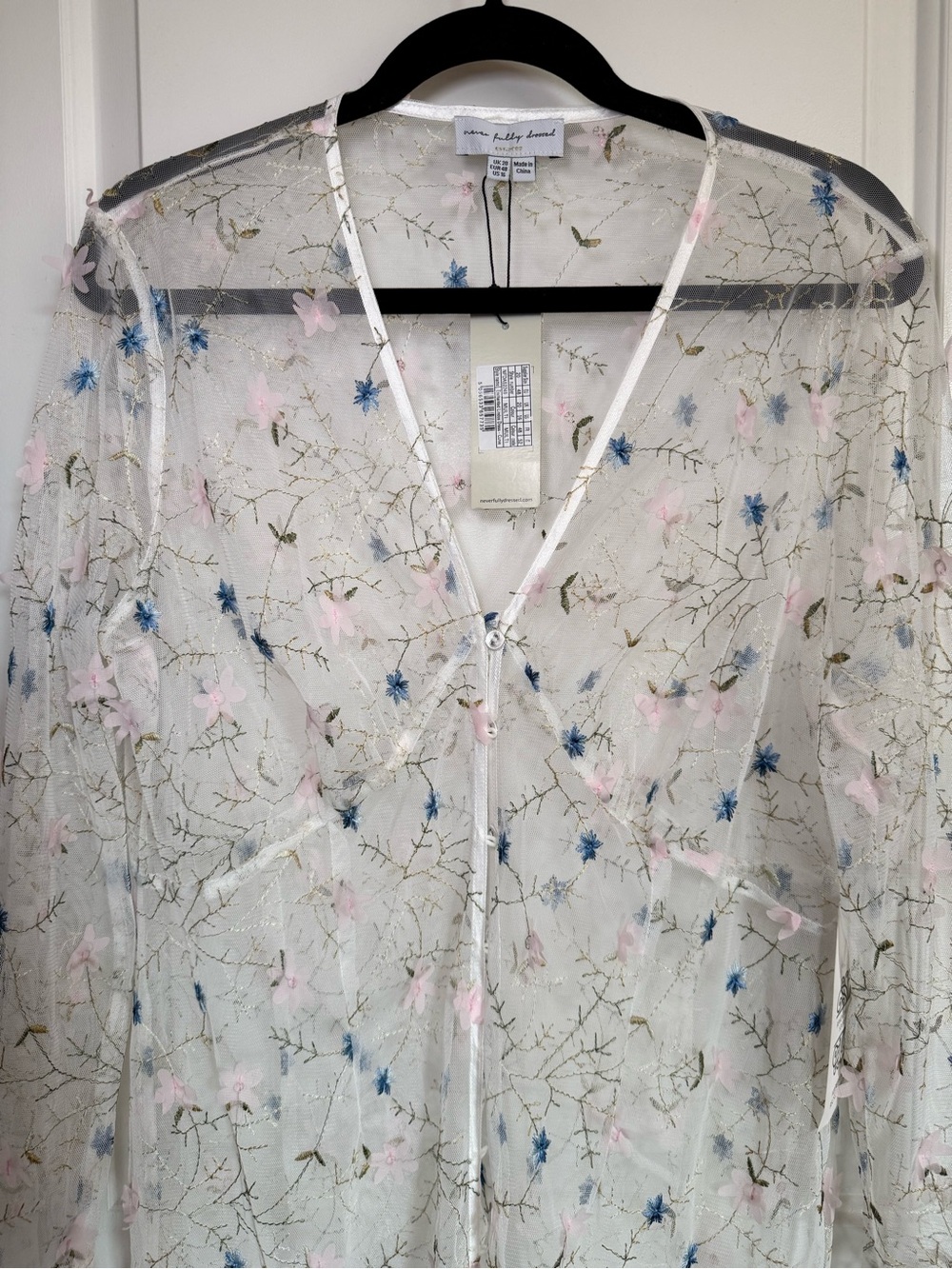 NWT Never Fully Dressed Boho Fairycore Sheer Floral Embroidered Maxi Dress - Picture 3 of 8